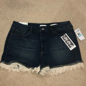 Jessica Simpson Dark Blue Jean Shorts with Lace Trim